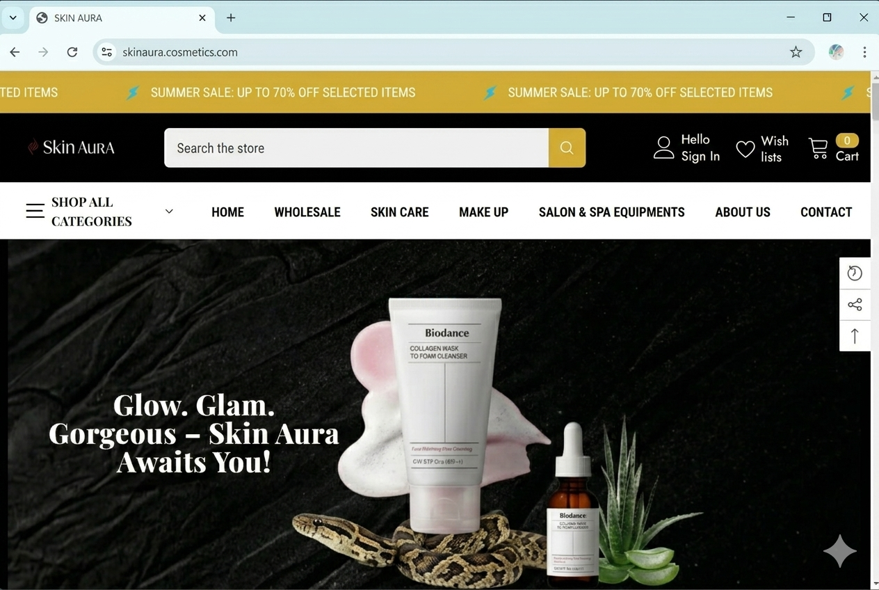 Skin Aura Cosmetics Shopify Screenshot