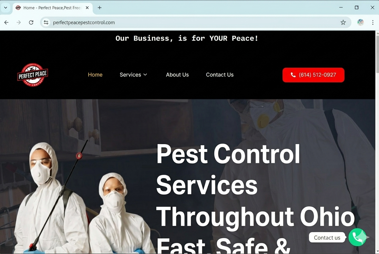 Perfect Peace Pest Control Website Screenshot